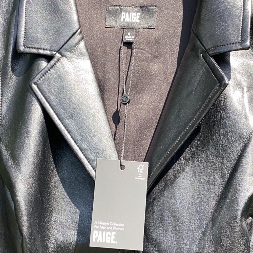 NWT PAIGE Graciella Sleeveless Button Down Faux Leather Mini Dress - Picture 11 of 14